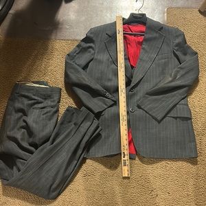 Grey Striped Blazer and Pant Suit Set